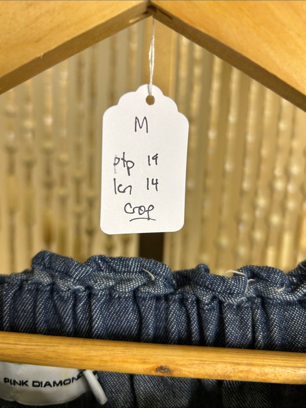 Embroidered Off-Shoulder Denim Blouse - Blue - Picture 15 of 15